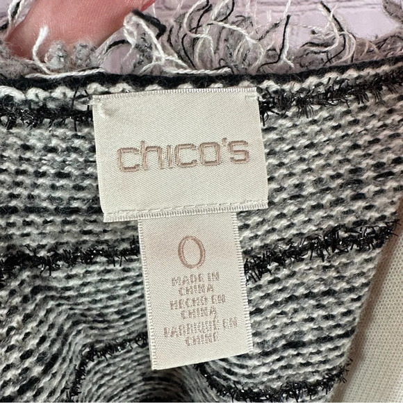 Chico's black white jacket blazer size 0 (Small 4) business office lace trim - Picture 6 of 8